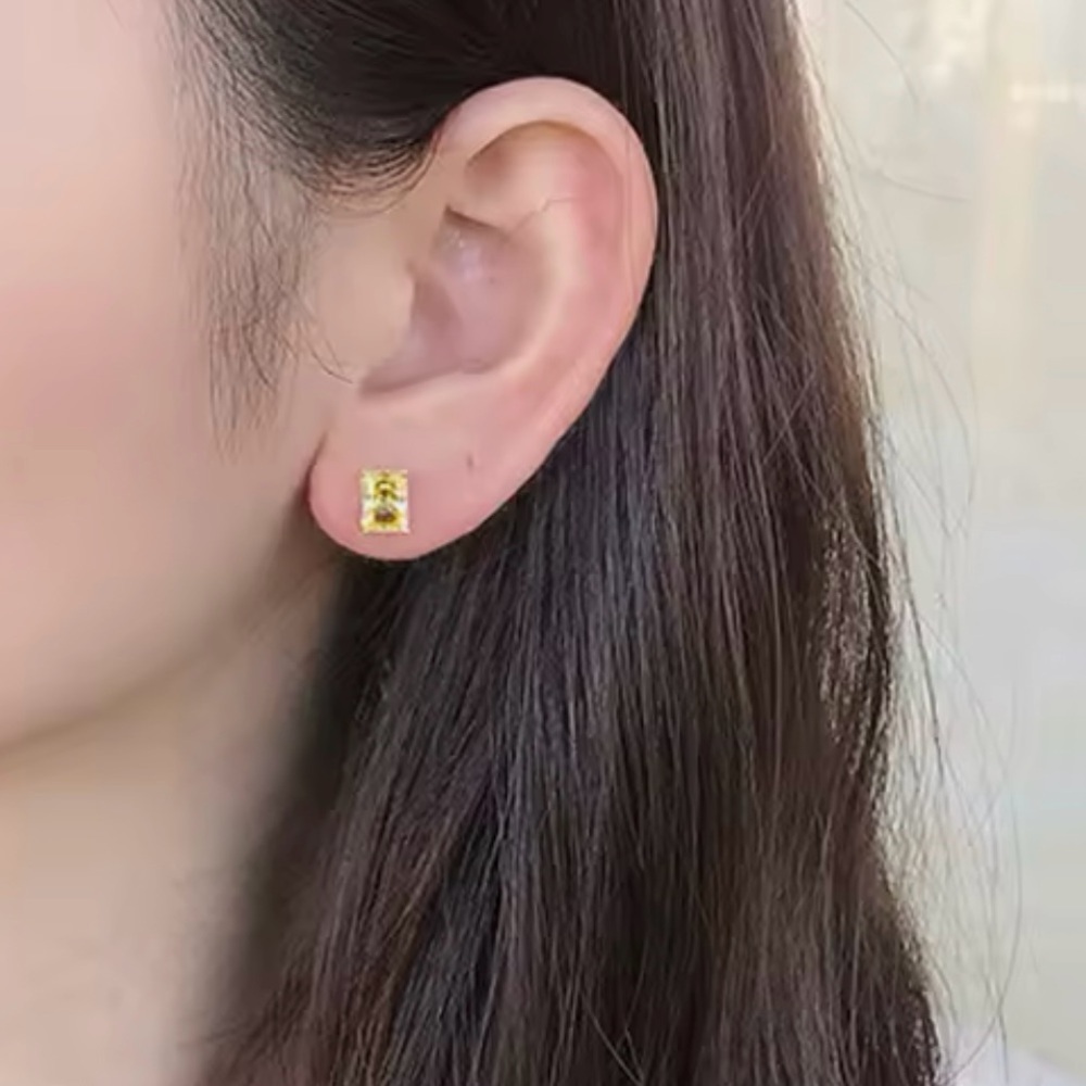 1ct Radiant Canary Studs - Picture 7 of 13